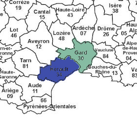 Carte zone d'intervention Neadomis — Hérault (34) et Gard (30) mis en évidence